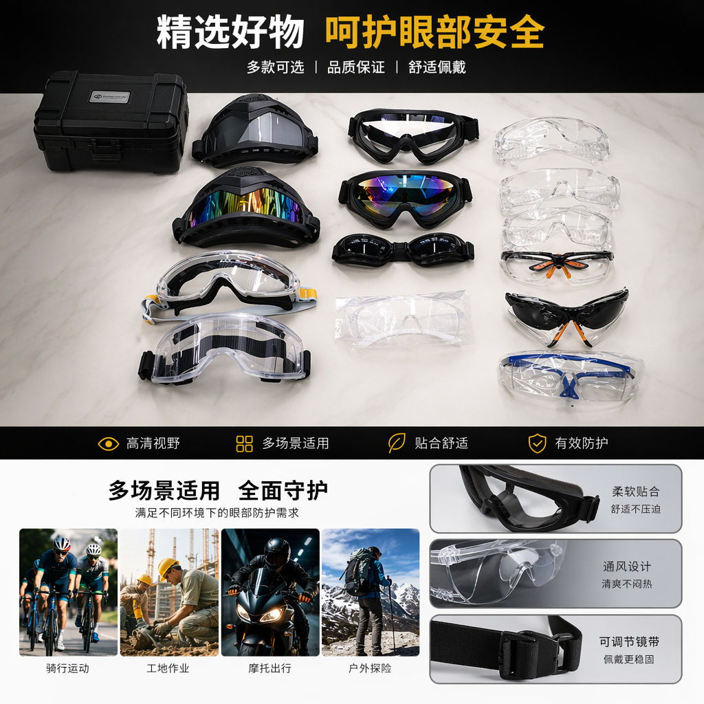 3M防护眼镜 防雾防刮耐磨聚碳酸酯镜片 一副装详情1