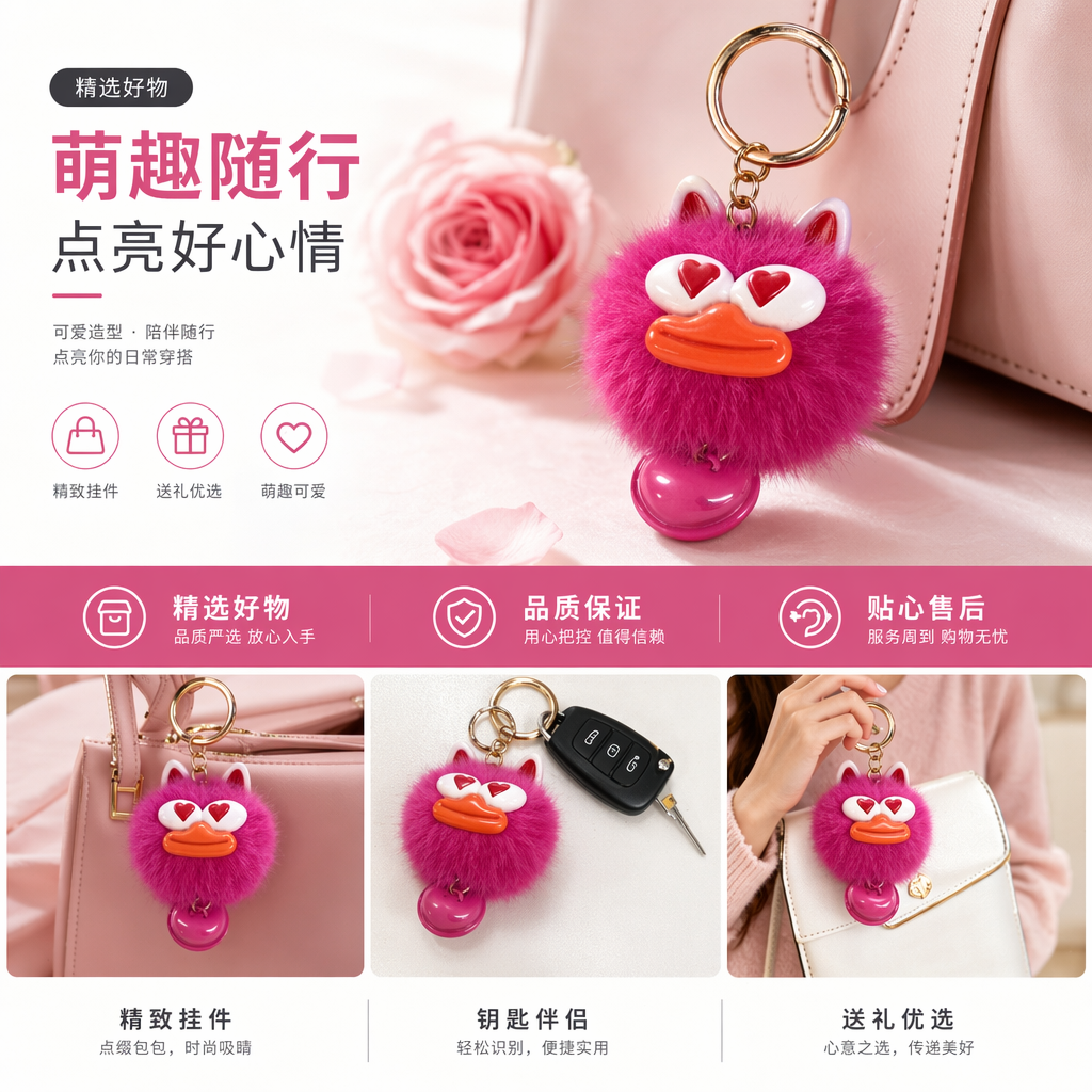 plush toy keychain short fleece plush scratch-resistant car key pendant pic 1