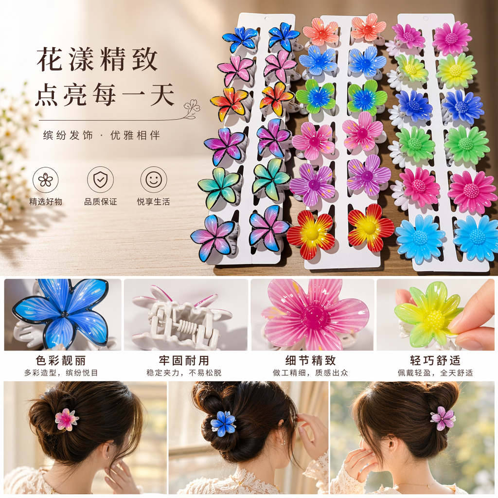 彩色花朵造型发夹 主体款时尚少女头饰详情1