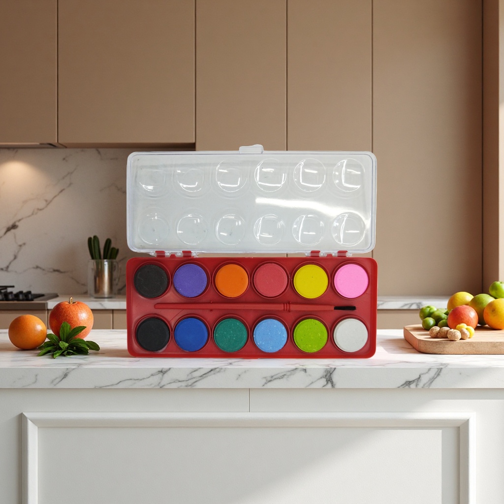 Thickened PP material watercolor palette, leak-proof 18-compartment portable color mixing tray for outdoor sketching