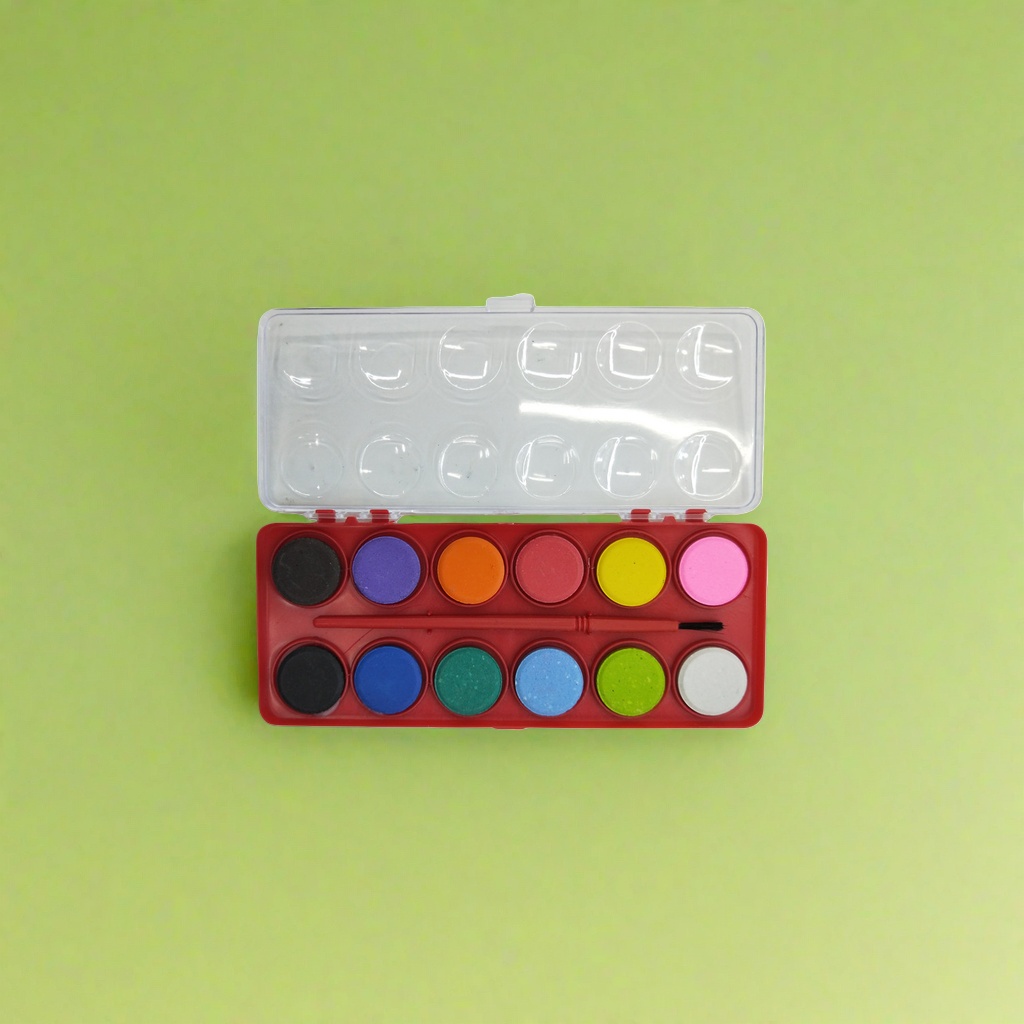 The watercolor paint tray features a circular double-layer rotating design with 12 compartments for portable painting tools Application Scenario