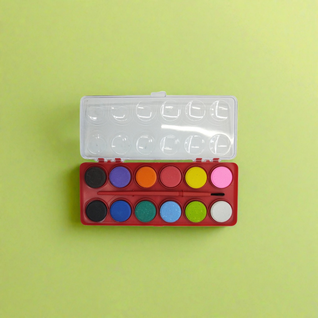 The watercolor paint tray features a circular double-layer rotating design with 12 compartments for portable painting tools details Picture