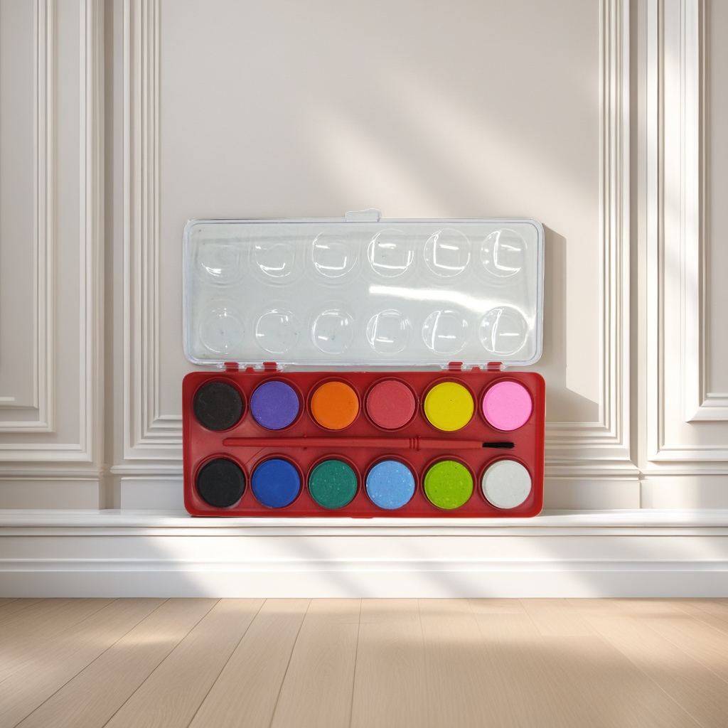 A thickened PP material 12-grid professional-grade watercolor palette, a must-have for travel sketching details Picture