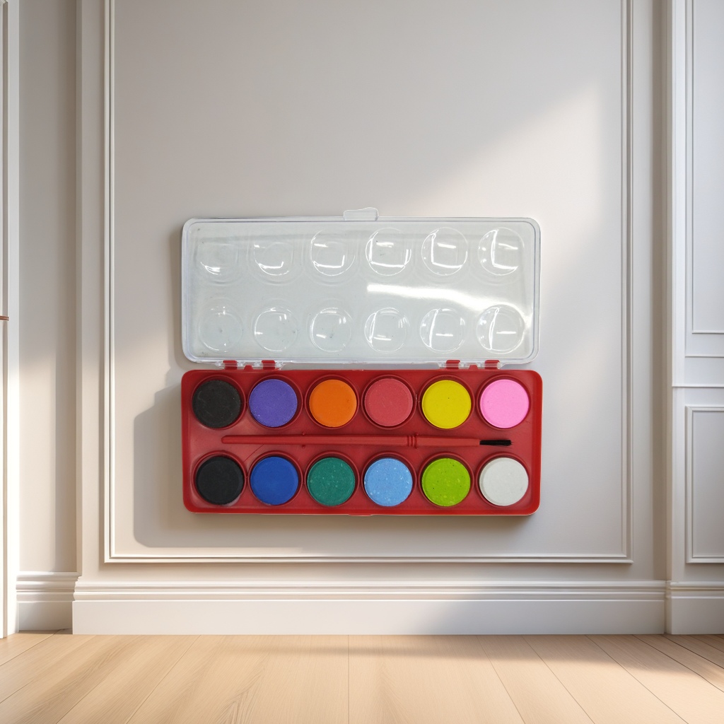 A thickened PP material 12-grid professional-grade watercolor palette, a must-have for travel sketching Specification image