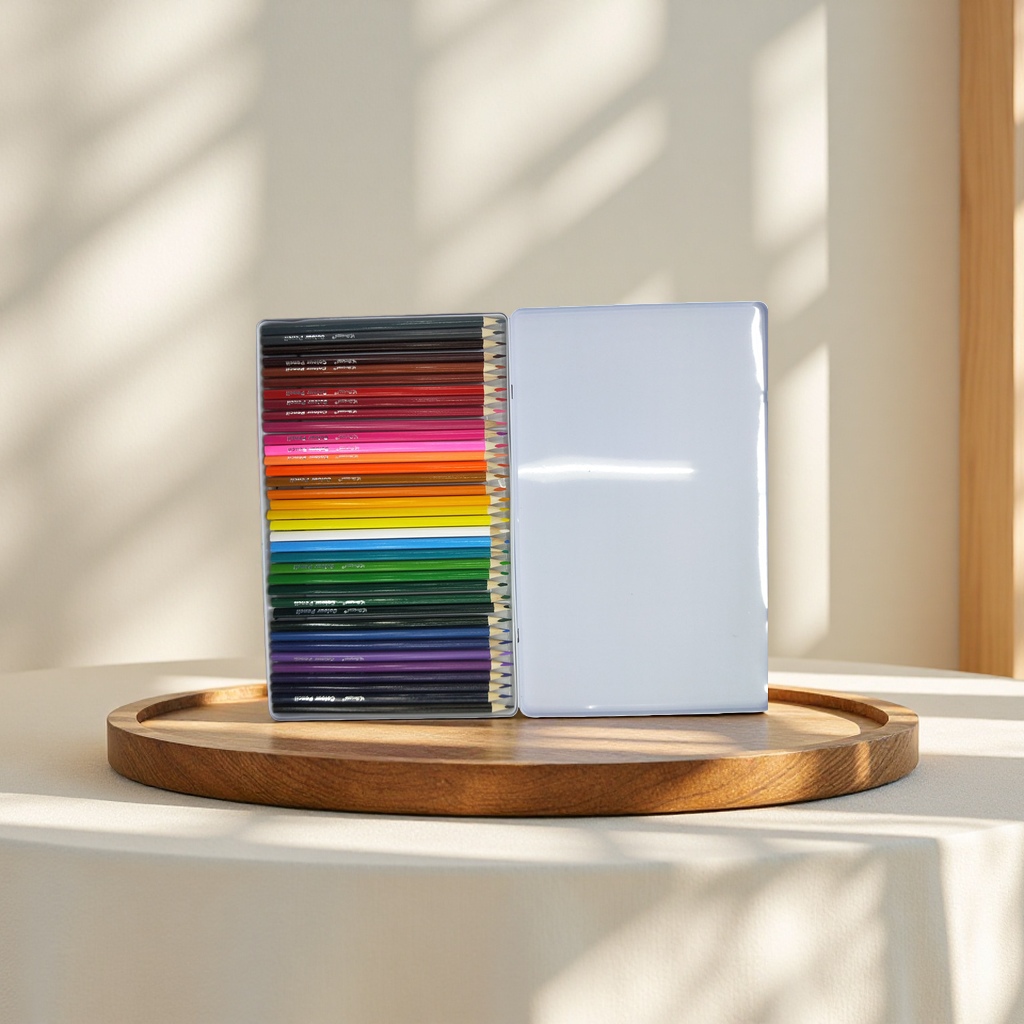 Deli eco-friendly wooden colored pencils in 12 colors with a simple style pencil case, student art and drawing stationery