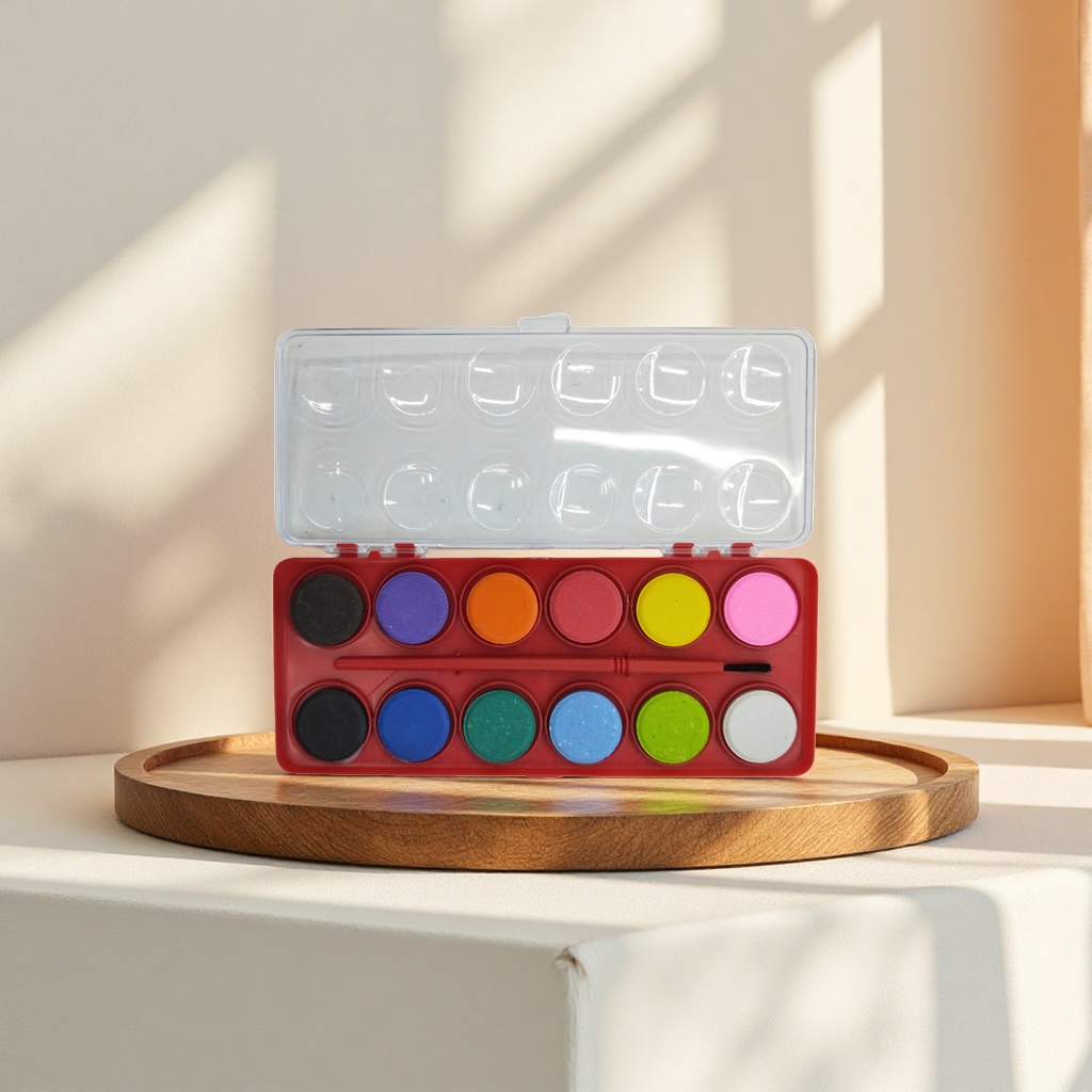 The watercolor paint tray is made of thickened PP material and has 12 compartments that can be stacked to hold professional art tools