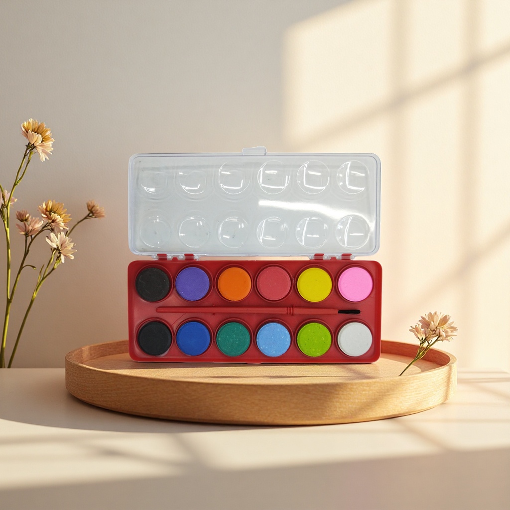 The watercolor paint tray is made of thickened PP material and has 12 compartments that can be stacked to hold professional art tools Application Scenario