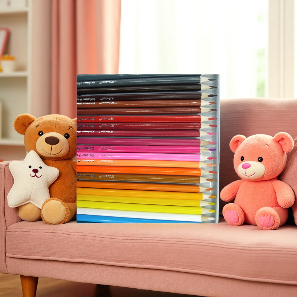 أقلام الرصاص الملونة القوية (24) يمكن تقشير الأطفال والطلاب في الرسم الرسم بالألوان Specification image