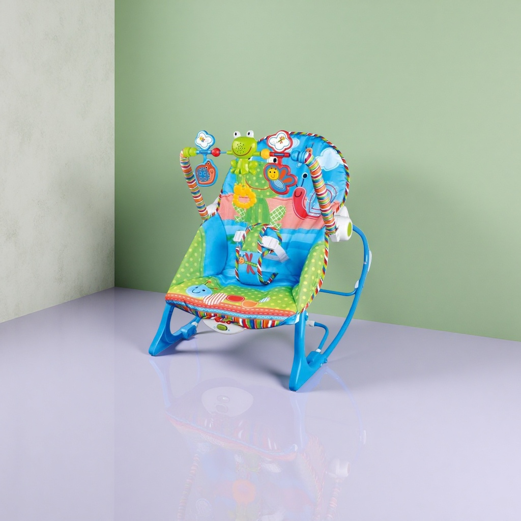 The baby rocking chair is made of Nordic-style fabric and can be adjusted for both lying and sitting