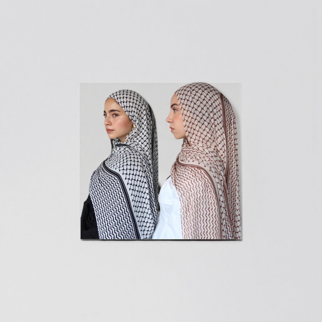Ladies' pure cotton headscarf, a fashionable and versatile sun-protective headwear for two women Specification image