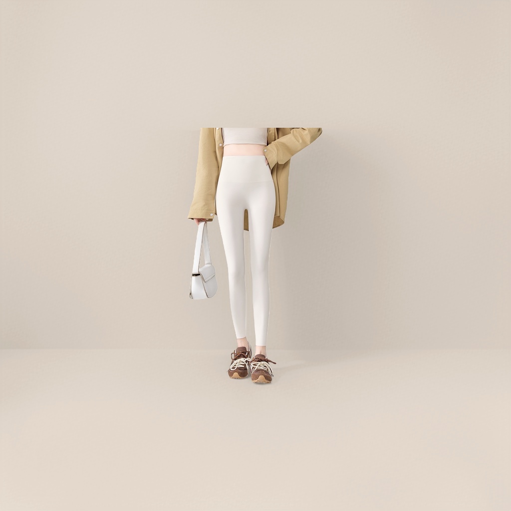 High-waisted, tight-fitting white skinny pants for women, elastic and form-fitting leggings Specification image
