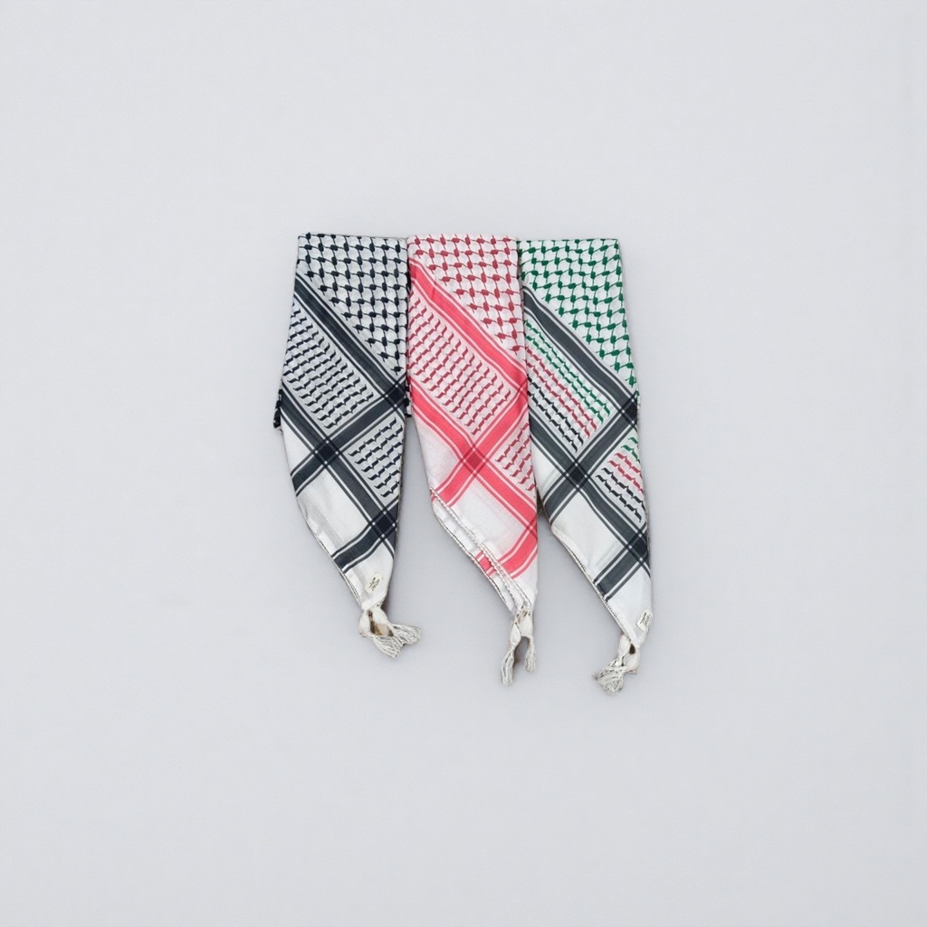 The traditional Arab square scarf is a pure cotton printed headscarf for both men and women, providing sun protection and breathability Specification image