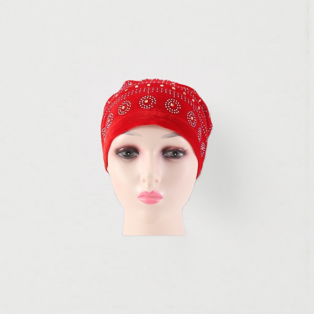 The red diamond-encrusted headscarf is fashionable and versatile. It is breathable and comfortable for women Application Scenario