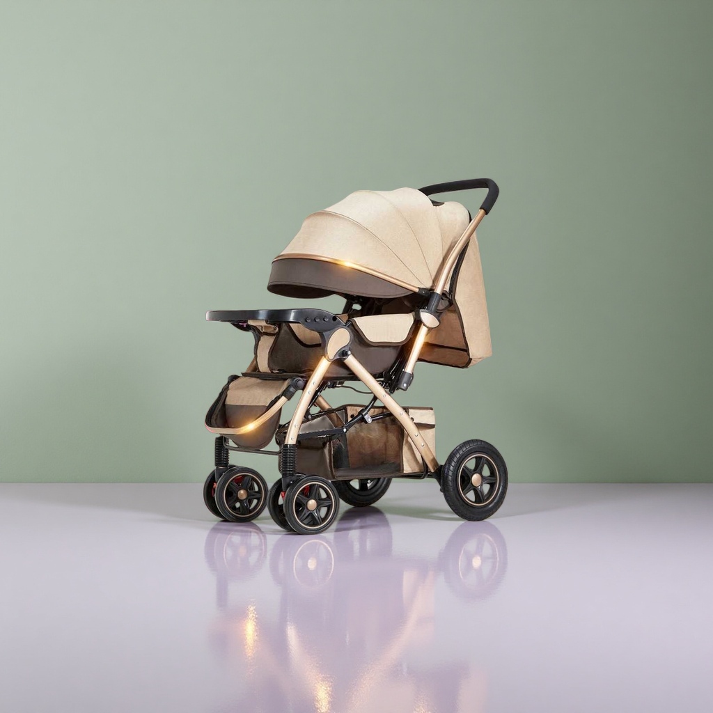 The baby stroller is lightweight and foldable. It is a high-view shock-absorbing stroller suitable for twins Specification image