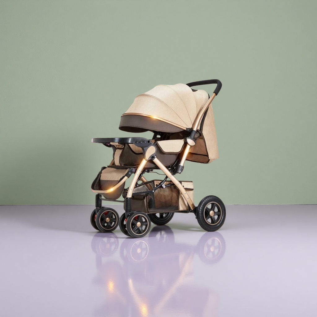 The baby stroller is lightweight and foldable. It is a high-view shock-absorbing stroller suitable for twins Application Scenario