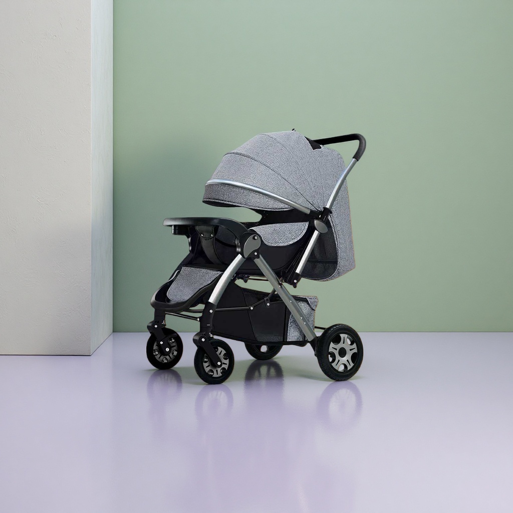 Baby stroller with aluminum alloy frame, one-click folding, portable high-view shock-absorbing stroller for newborns