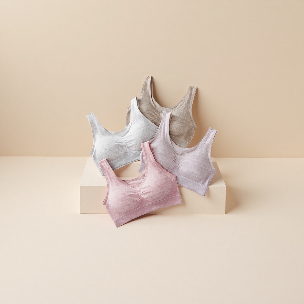 The frameless bra is comfortable and seamless, providing women with soft, breathable and unobtrance-free support Specification image