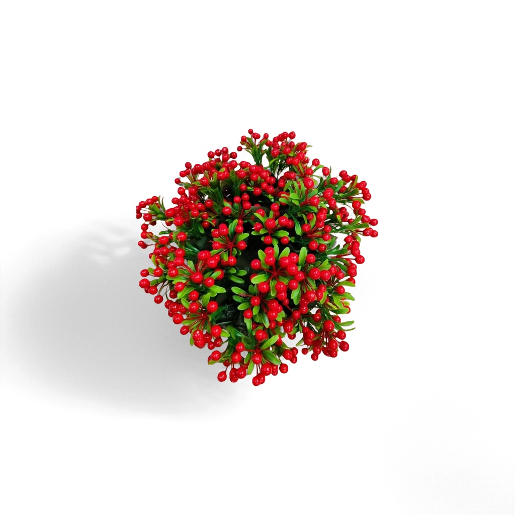Red berries, green leaves, artificial plants, simulated green plant decorative ornaments