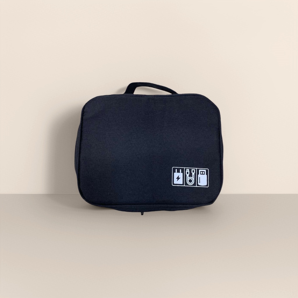 Black large-capacity storage bag, portable makeup organization bag Specification image