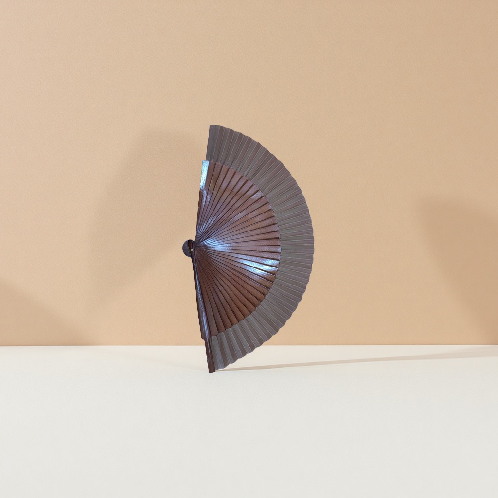 Brown folding fan, handcrafted bamboo, classical Chinese style cooling fan, portable folding fan
