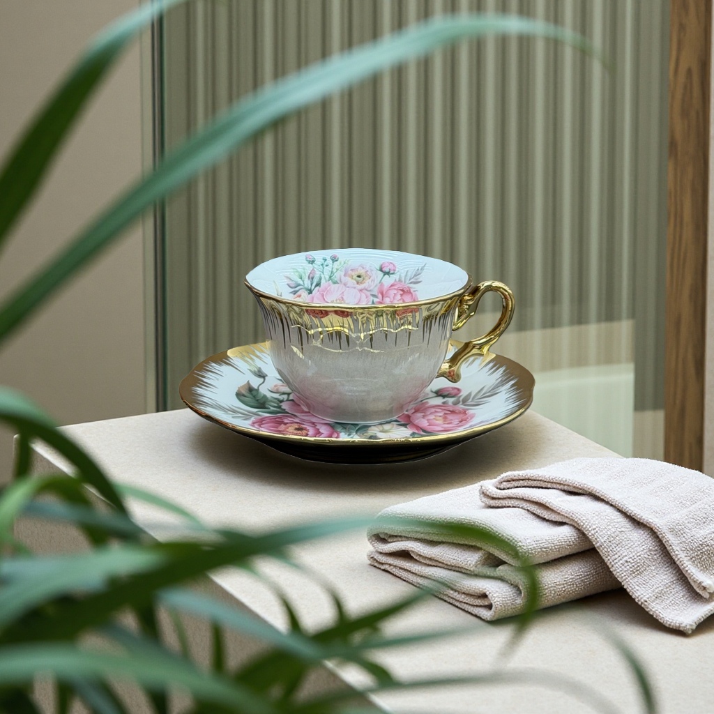 欧式宫廷陶瓷茶杯家用简约茶具套装茶杯六杯六碟咖啡杯碟