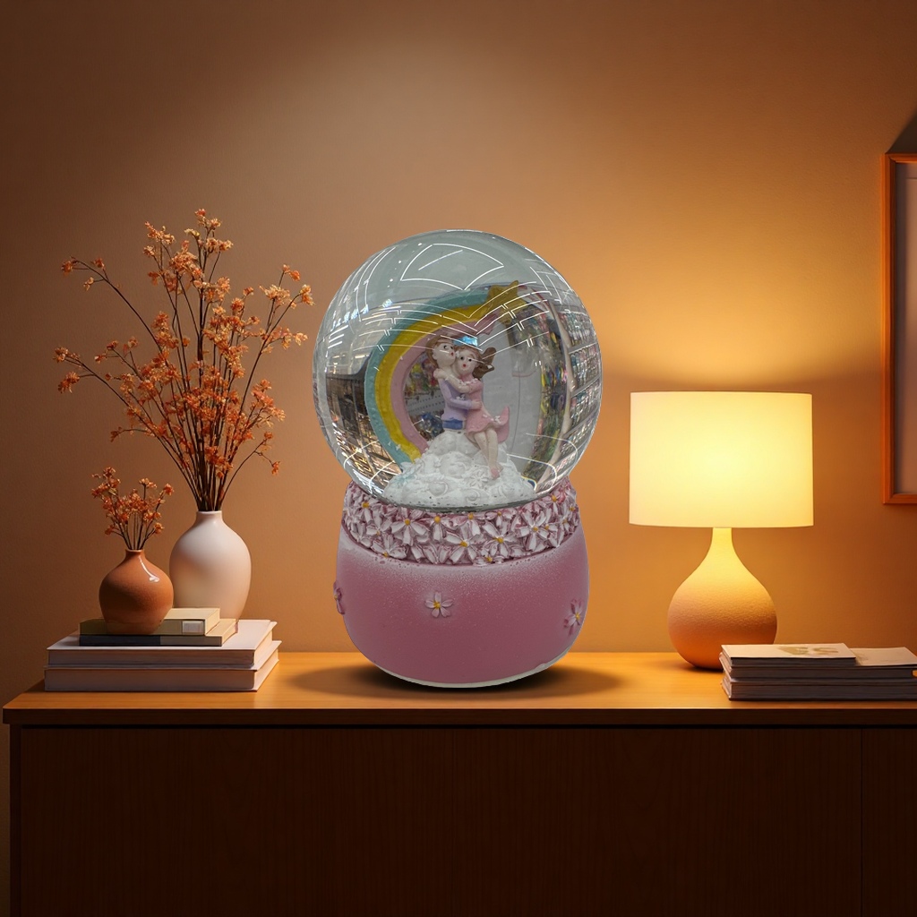 水晶球雪景球音乐旋转摆件节日装饰礼品