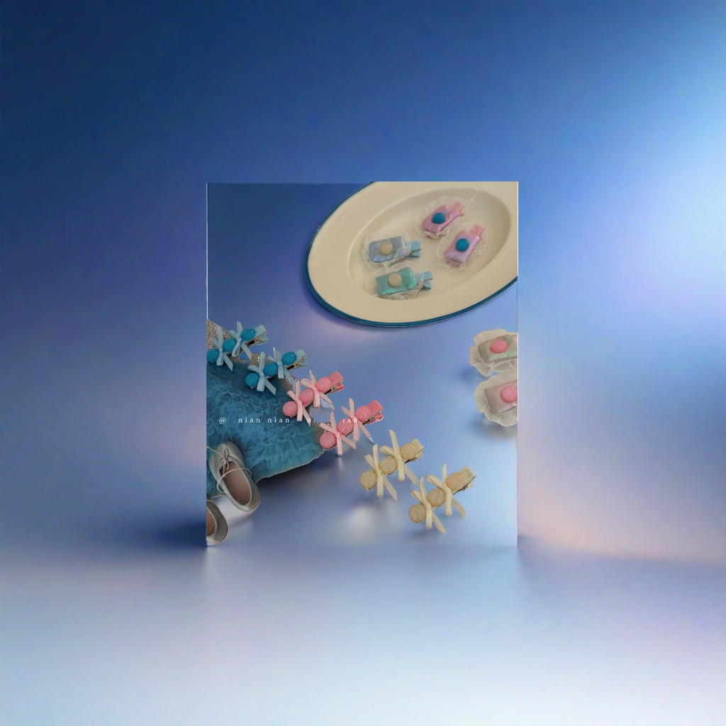 Cute hair clips, cartoon bow hair accessories for girls, sweet and fresh headwear Specification image
