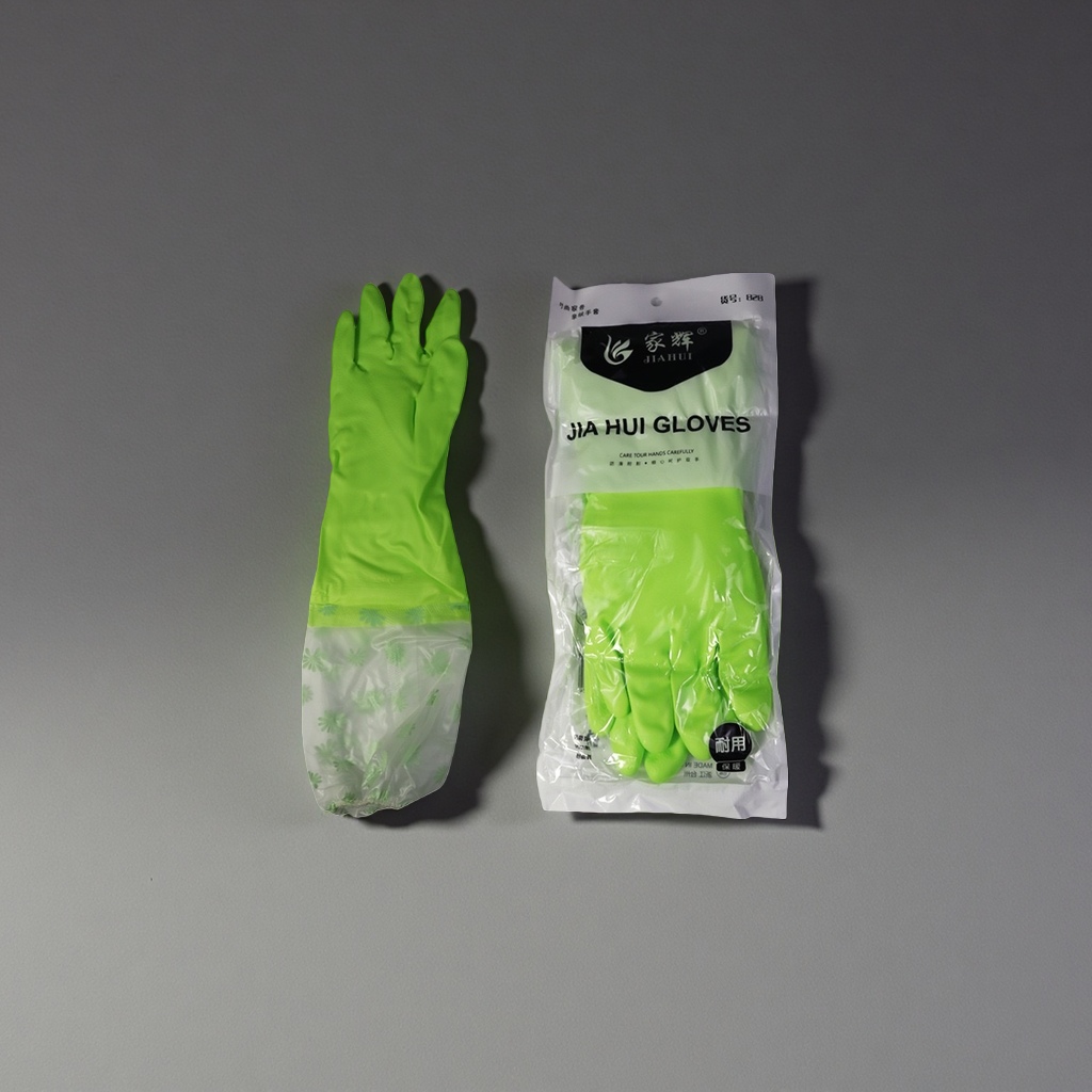 Green rubber gloves, disposable thickened anti-slip and wear-resistant household cleaning labor protection gloves