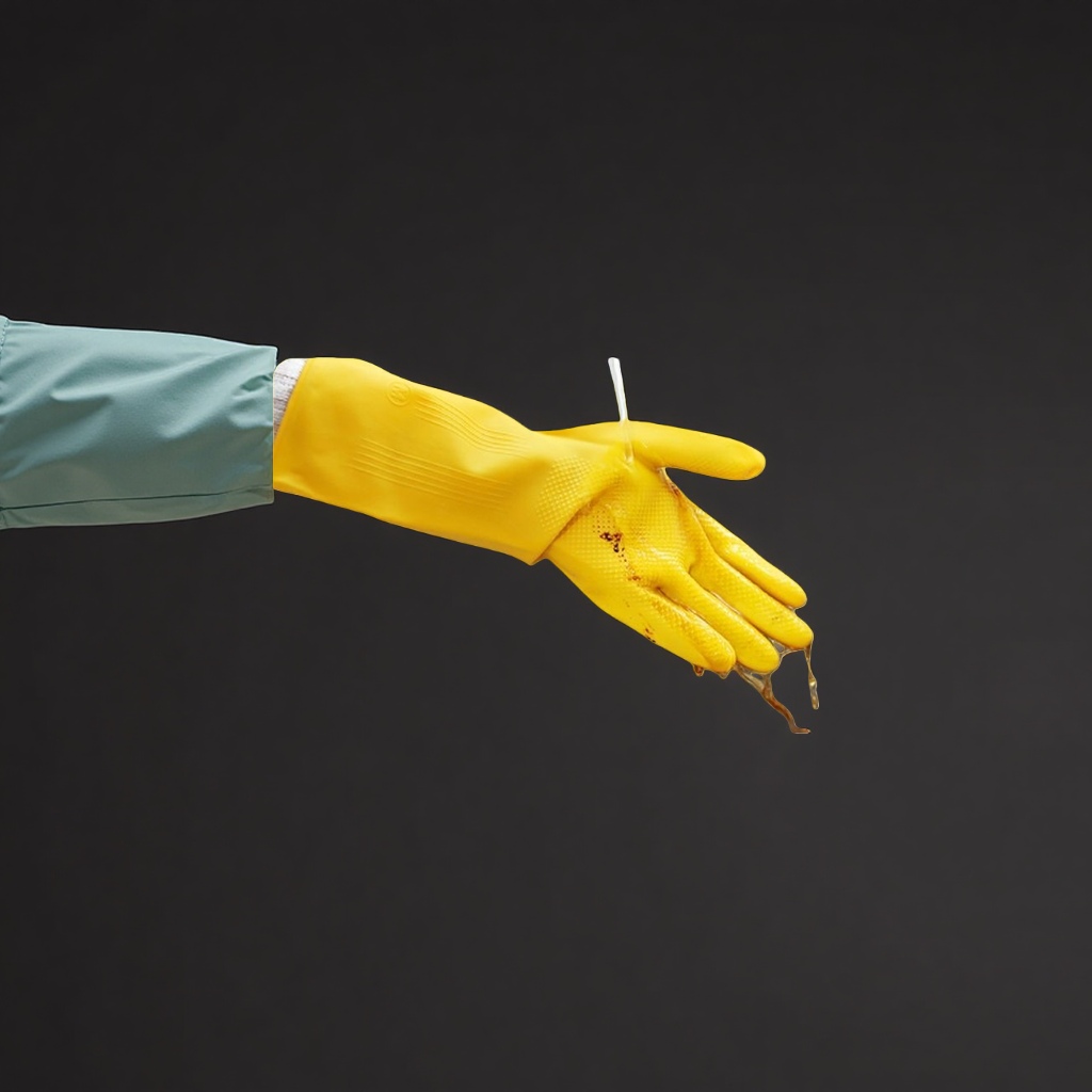 Yellow rubber gloves, anti-slip, wear-resistant, thickened household cleaning and labor protection gloves details Picture