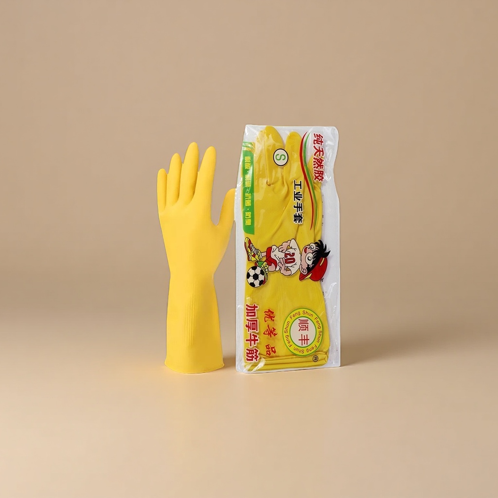 Yellow industrial latex gloves, anti-slip and wear-resistant thickened disposable labor protection gloves Application Scenario