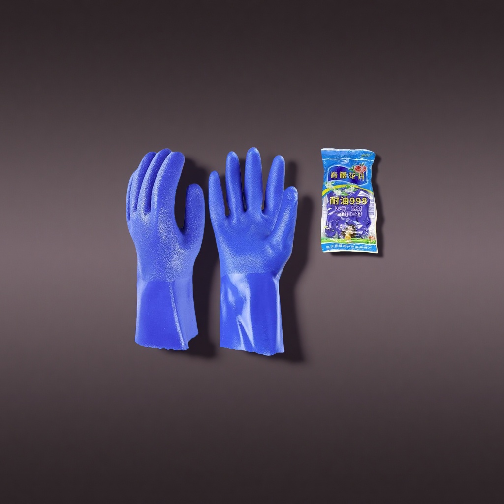 Blue fully dipped plastic oil-resistant matte gloves, anti-slip and wear-resistant thickened labor protection work gloves Application Scenario