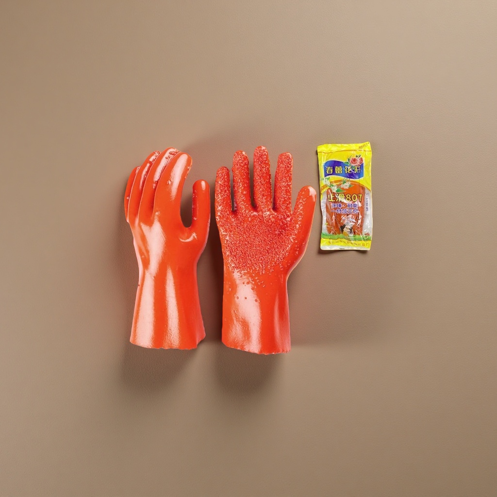 Rojo totalmente sumergido plástico resistente al aceite antideslizante guantes antideslizantes resistentes al desgaste guantes de protección laboral resistentes al aceite Application Scenario