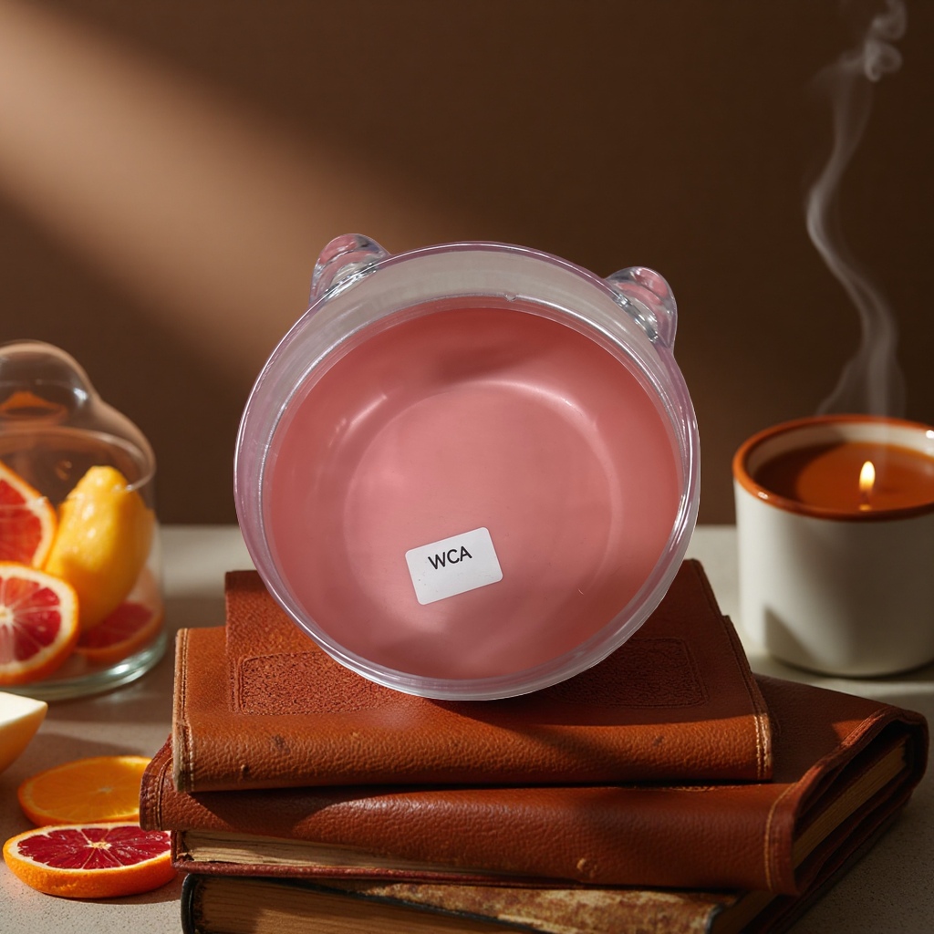 Pink liquid aromatherapy essential oil transparent glass container with ears for home diffuser display Application Scenario