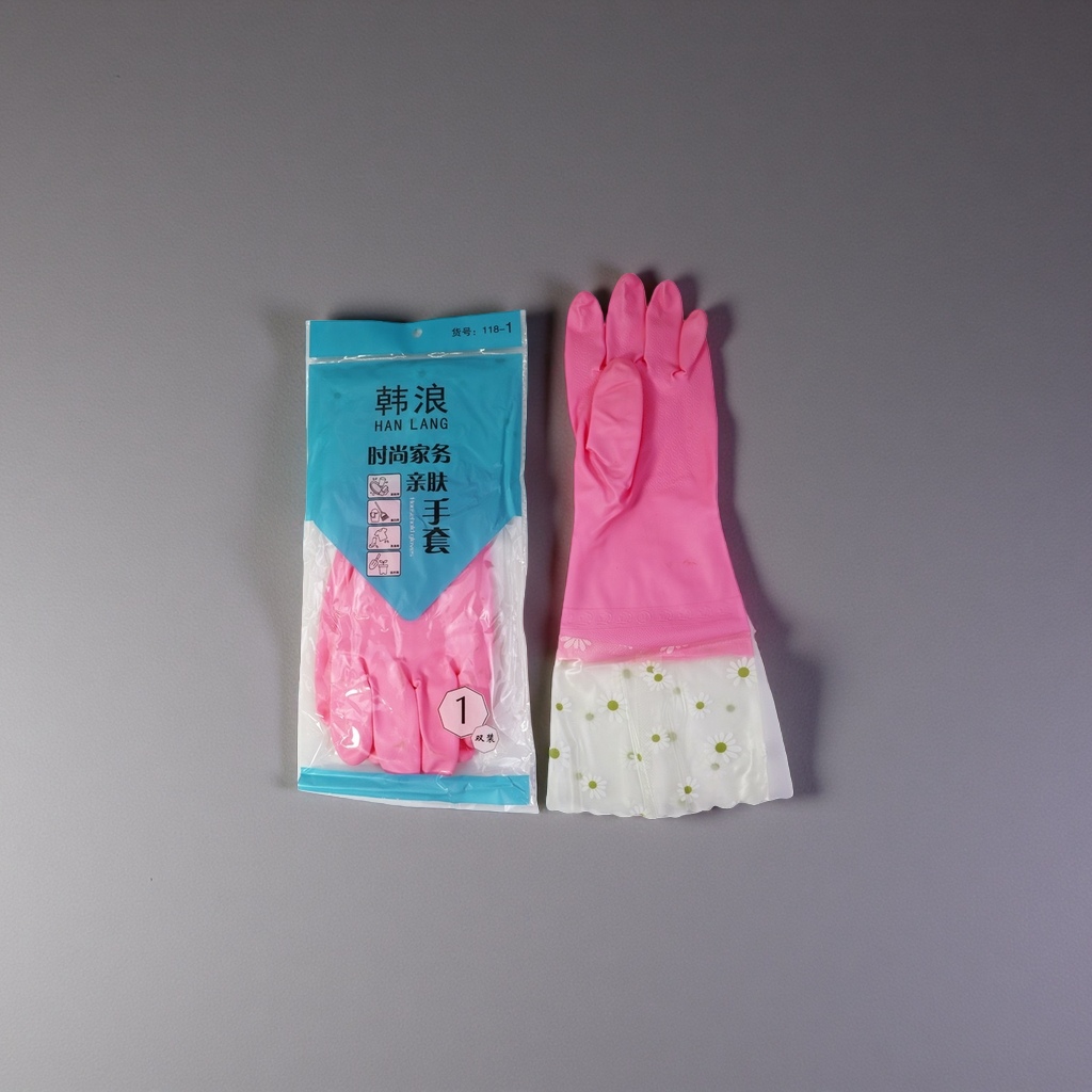 粉色家务手套 加厚防滑耐磨女式清洁劳保手套
