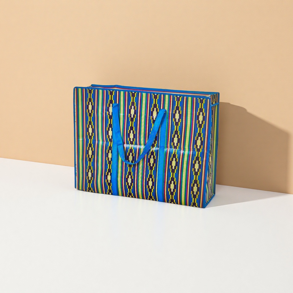 Colorful striped pattern handbags are fashionable, eco-friendly and reusable shopping bags