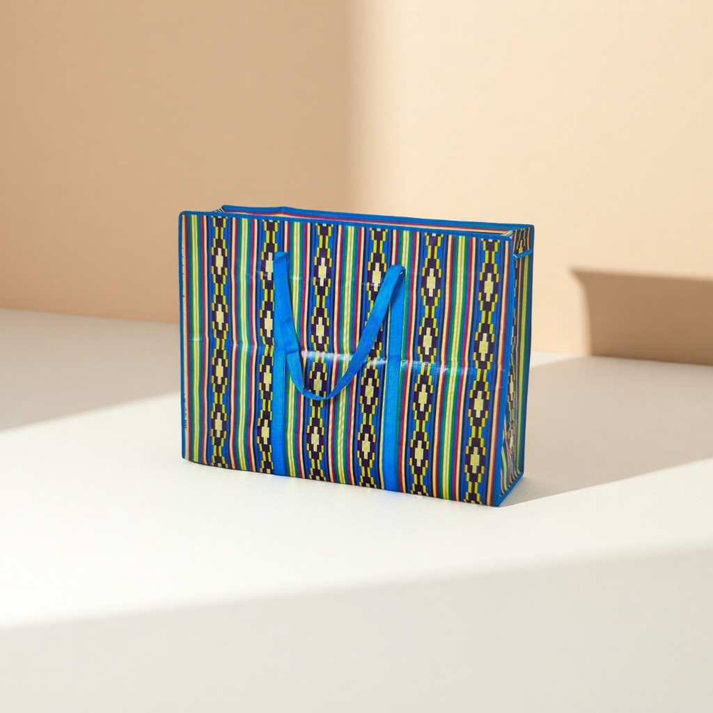 Colorful striped pattern handbags are fashionable, eco-friendly and reusable shopping bags details Picture