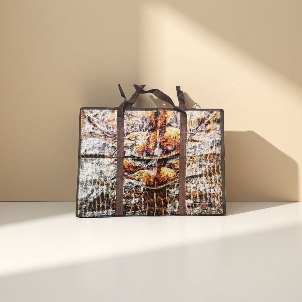 The woven pattern handbag is a fashionable, simple and eco-friendly shopping bag that can be folded and has a large capacity Specification image