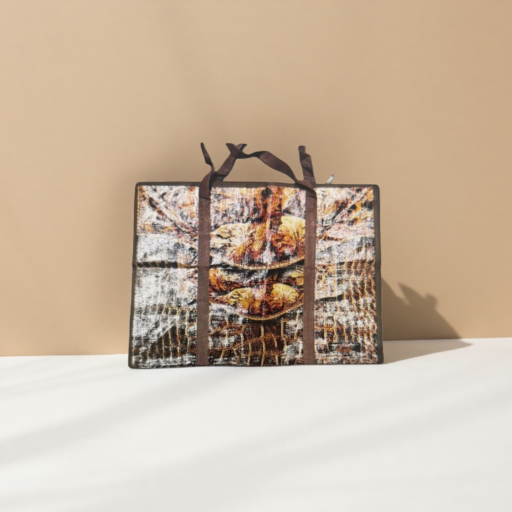 The woven pattern handbag is a fashionable, simple and eco-friendly shopping bag that can be folded and has a large capacity