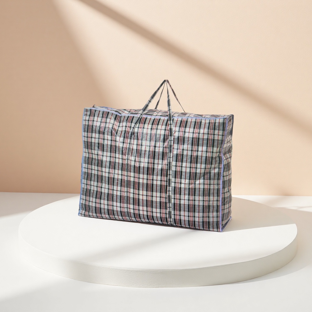 Checkered pattern luggage bag, travel storage bag, large-capacity lightweight folding handbag Specification image