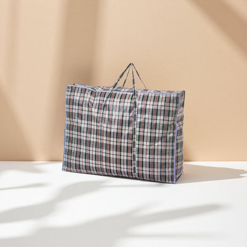 Checkered pattern luggage bag, travel storage bag, large-capacity lightweight folding handbag