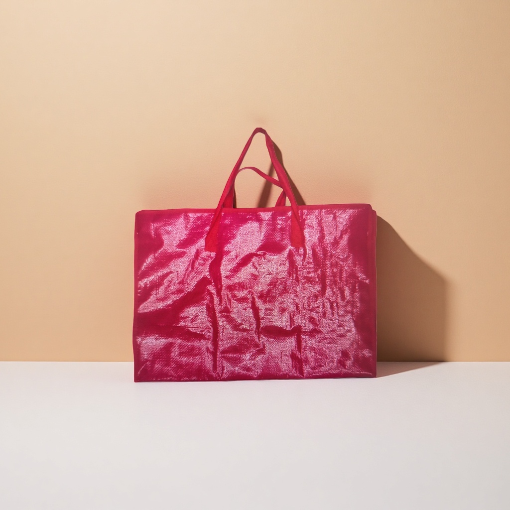 The red woven handbag is thickened, durable, environmentally friendly and reusable Specification image