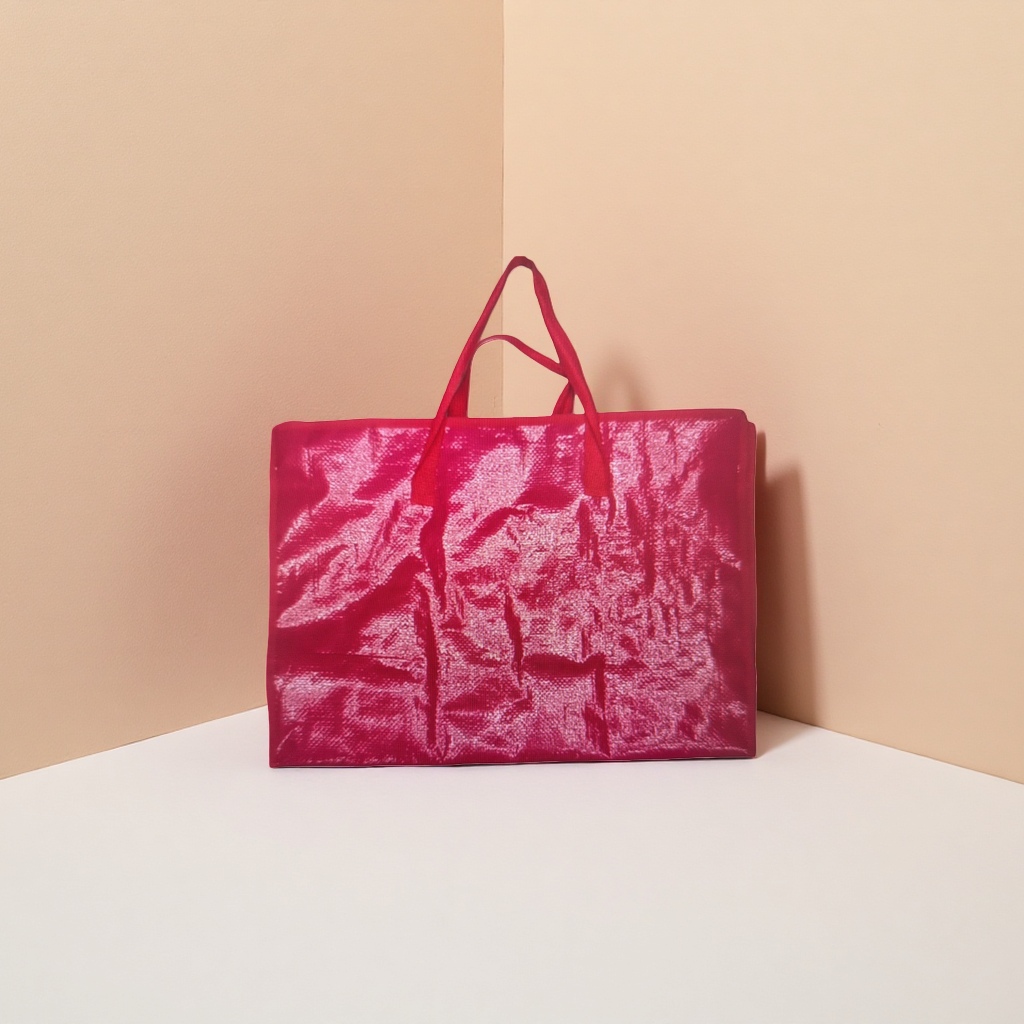The red woven handbag is thickened, durable, environmentally friendly and reusable details Picture