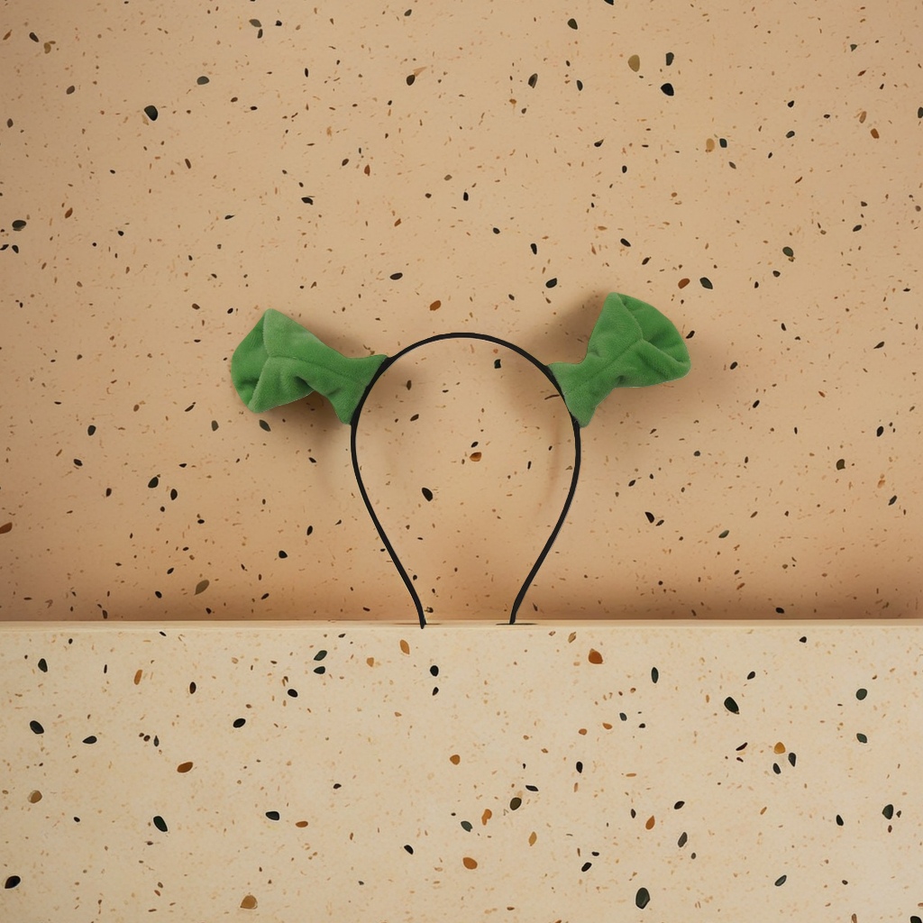 Verde peluche orejas aros de pelo para niñas adorables tocados de dibujos animados suave suave suave suave suave elasticidad ajustable details Picture