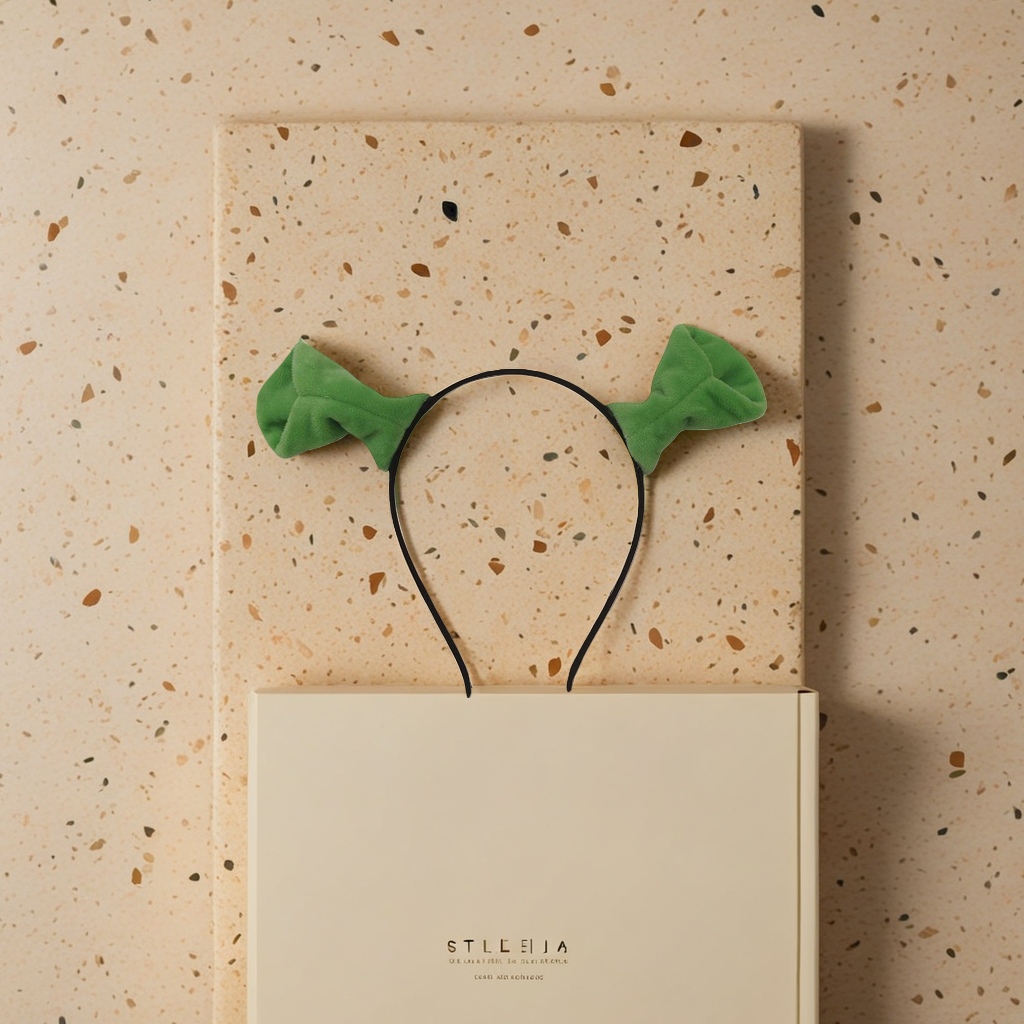 Verde peluche orejas aros de pelo para niñas adorables tocados de dibujos animados suave suave suave suave suave elasticidad ajustable