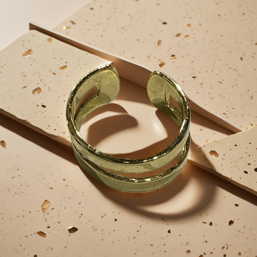 The golden double-layer open ring is fashionable and simple. The adjustable ring is a light luxury for women Specification image