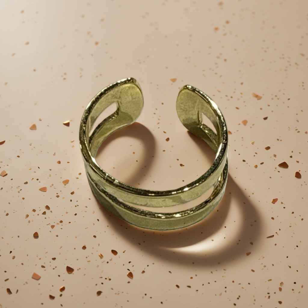 The golden double-layer open ring is fashionable and simple. The adjustable ring is a light luxury for women details Picture