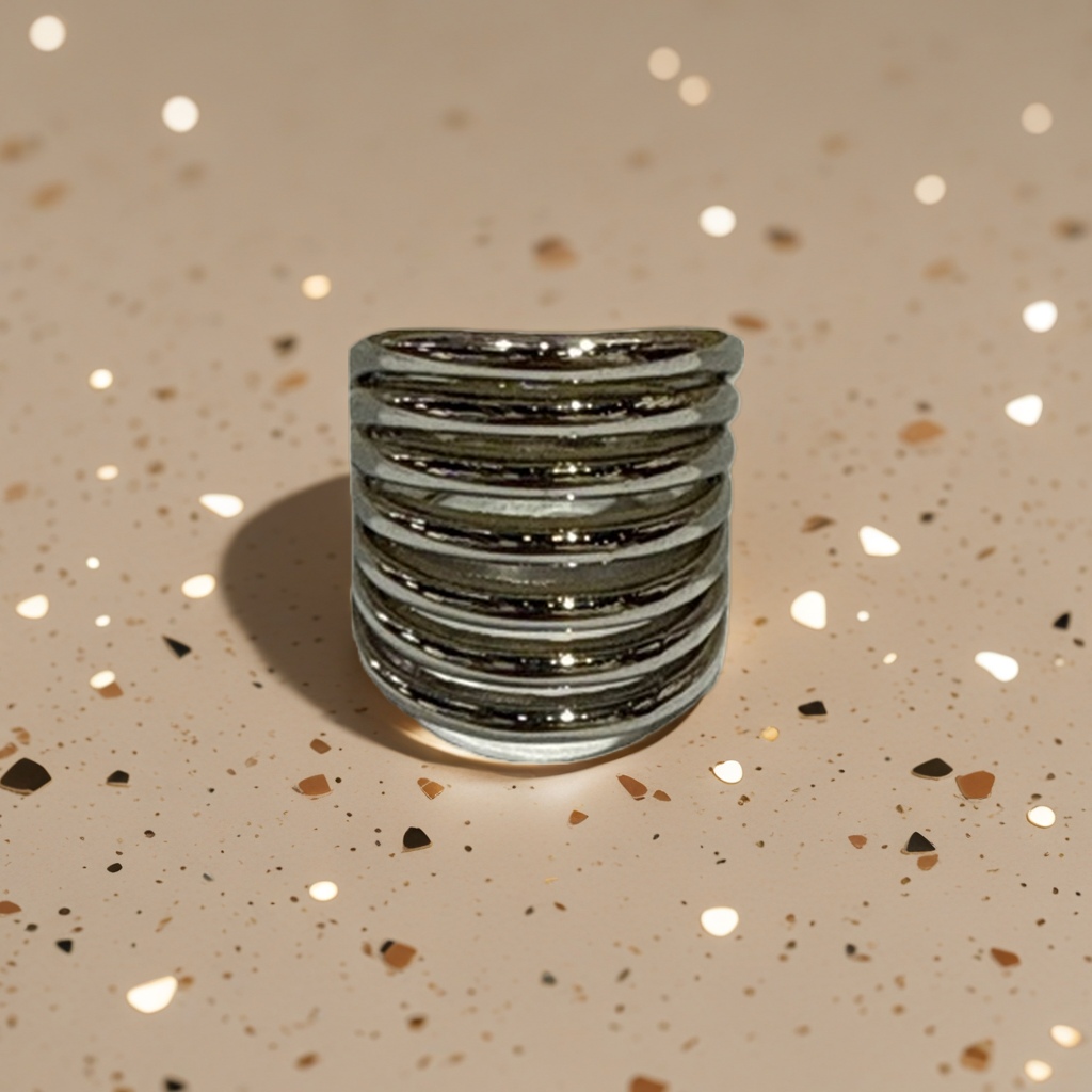 A fashionable and simple metallic texture ring Application Scenario