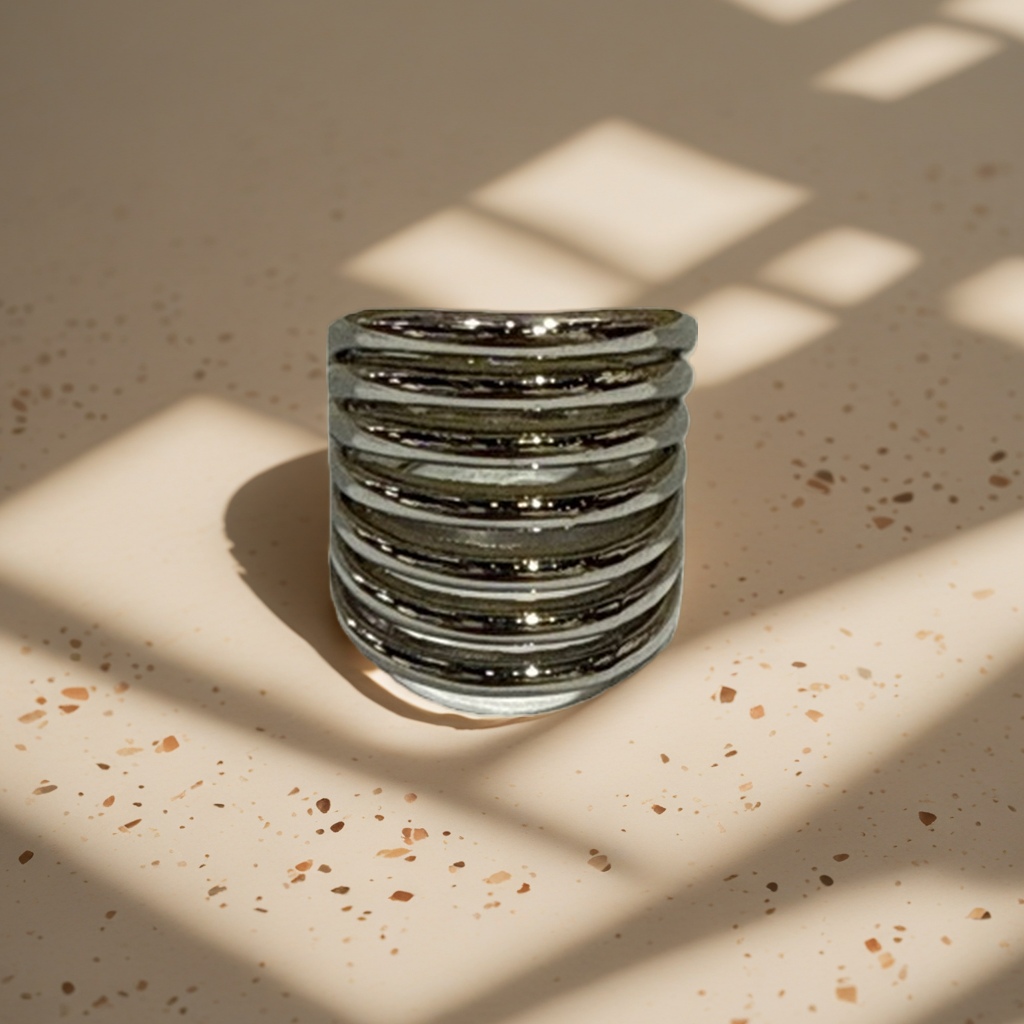 A fashionable and simple metallic texture ring details Picture