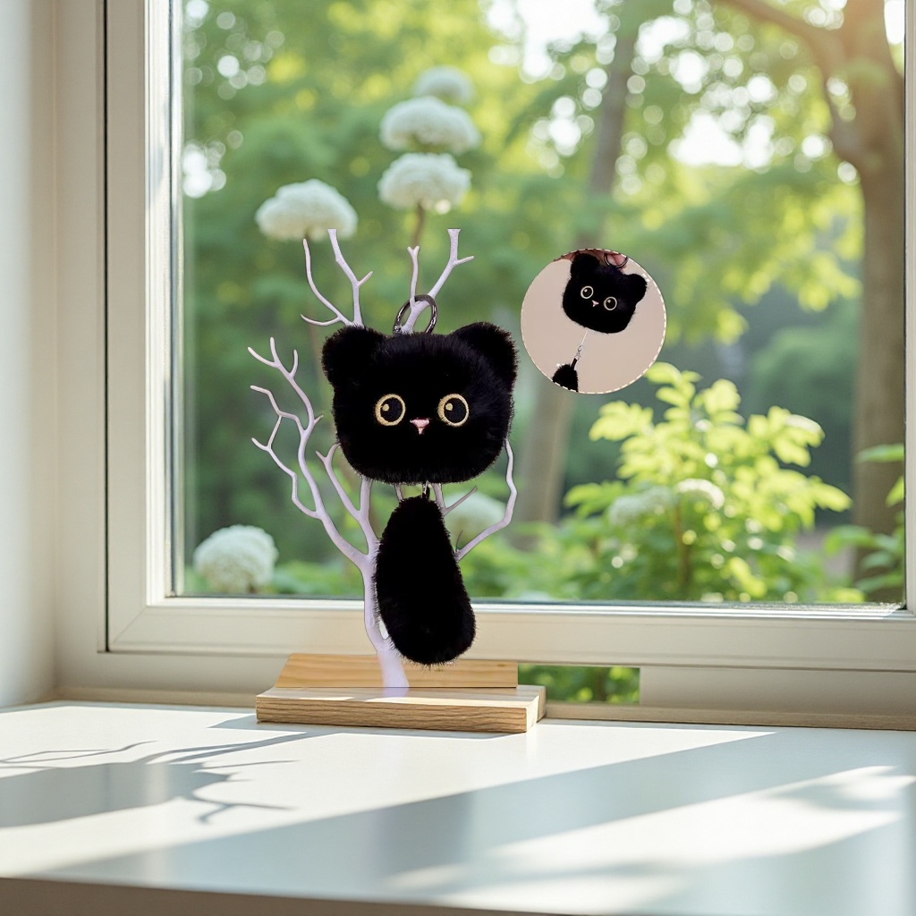 尾巴猫咪系列-毛绒玩具挂件 可爱软萌车载背包挂件钥匙扣装饰