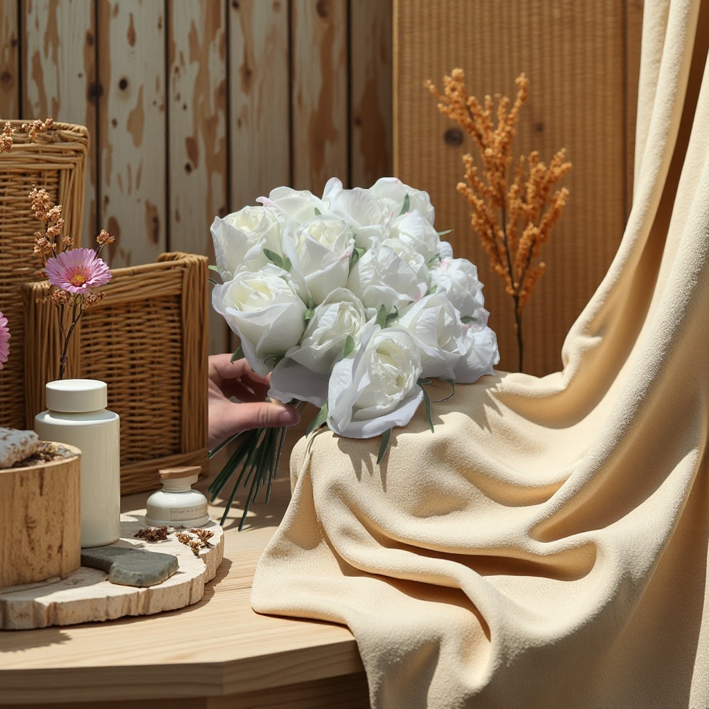 White rose bouquets, simple and elegant flower gifts for birthdays, proposals and wedding celebrations details Picture